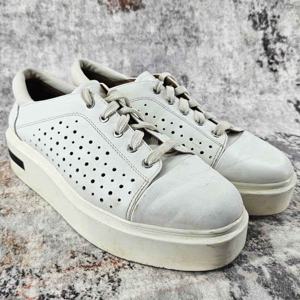 Paolo Linea Platform Tennis‎ Shoes Womens 9.5 White Kendra Leather